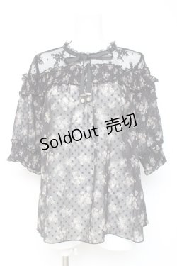 画像1: axes femme / 肩レースバラシフォンブラウス  黒 Y-26-02-19-024-AX-BL-SZ-ZS