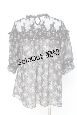 画像2: axes femme / 肩レースバラシフォンブラウス  黒 Y-26-02-19-024-AX-BL-SZ-ZS