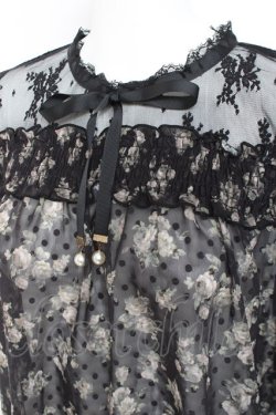 画像3: axes femme / 肩レースバラシフォンブラウス  黒 Y-26-02-19-024-AX-BL-SZ-ZY