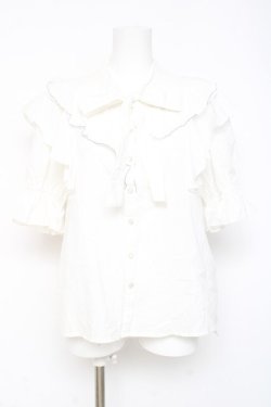 画像1: axes femme / リボンデザインコットンブラウス F 白 Y-26-02-19-027-AX-BL-SZ-ZY