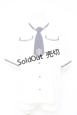 画像1: axes femme / ミリタリー風タイ付ブラウス M 紺 Y-26-02-19-030-AX-BL-SZ-ZY