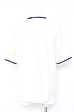 画像2: axes femme / ミリタリー風タイ付ブラウス M 紺 Y-26-02-19-030-AX-BL-SZ-ZY