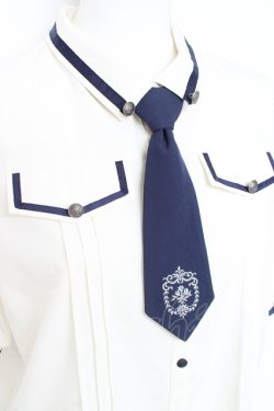 画像3: axes femme / ミリタリー風タイ付ブラウス M 紺 Y-26-02-19-030-AX-BL-SZ-ZY