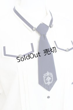 画像3: axes femme / ミリタリー風タイ付ブラウス M 紺 Y-26-02-19-030-AX-BL-SZ-ZY