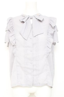 画像1: axes femme POETIQUE / 2wayボウタイブラウス  ブルーグレー Y-26-02-19-034-AX-BL-SZ-ZY