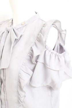 画像4: axes femme POETIQUE / 2wayボウタイブラウス  ブルーグレー Y-26-02-19-034-AX-BL-SZ-ZY