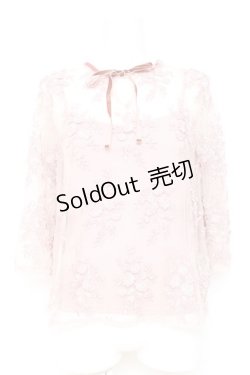 画像1: axes femme / キャミ付き立体レース七分袖プルオーバー M ピンク Y-26-02-19-035-AX-BL-SZ-ZS