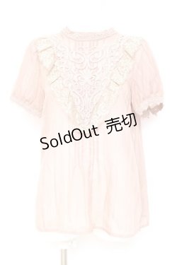 画像1: axes femme / モチーフレース付きブラウス M 淡ピンク Y-26-02-19-036-AX-BL-SZ-ZY
