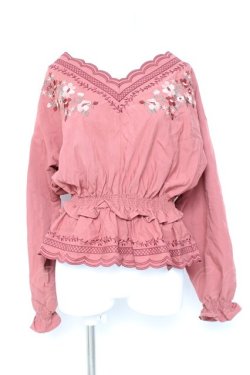 画像1: axes femme / スカラップ刺繍トップス M 赤 Y-26-02-19-039-AX-TO-SZ-ZY