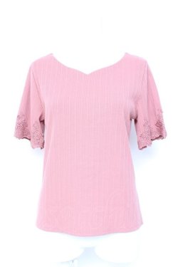 画像1: axes femme / バックレースアップリブプルオーバー M ピンク Y-26-02-19-040-AX-TO-SZ-ZY