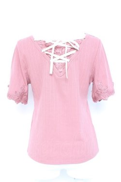 画像2: axes femme / バックレースアップリブプルオーバー M ピンク Y-26-02-19-040-AX-TO-SZ-ZY