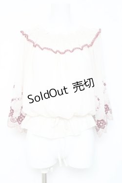 画像1: axes femme / 刺繍入りオフショルブラウス M 生成り Y-26-02-19-043-AX-TO-SZ-ZY