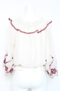 画像2: axes femme / 刺繍入りオフショルブラウス M 生成り Y-26-02-19-043-AX-TO-SZ-ZY