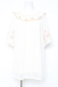 axes femme / 刺繍袖楊柳シフォンチュニック M 生成り Y-26-02-19-044-AX-OP-SZ-ZY