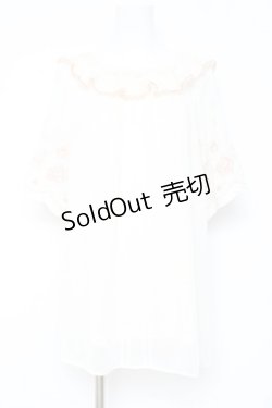 画像1: axes femme / 刺繍袖楊柳シフォンチュニック M 生成り Y-26-02-19-044-AX-OP-SZ-ZS