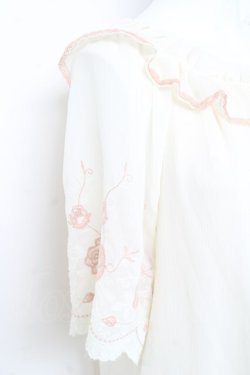 画像3: axes femme / 刺繍袖楊柳シフォンチュニック M 生成り Y-26-02-19-044-AX-OP-SZ-ZY