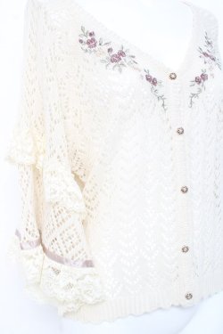 画像3: axes femme / 透かし編みフレア袖ニットカーディガン M 生成り Y-26-02-19-048-AX-TO-SZ-ZY