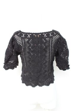 画像2: axes femme POETIQUE / ケミカルレースショートカーディガン  黒 Y-26-02-19-054-AX-TO-SZ-ZY