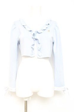 画像1: axes femme POETIQUE / フリルクロップドカットカーディガン  サックス Y-26-02-19-056-AX-TO-SZ-ZY