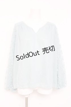 画像1: axes femme / パール金具付袖レースプルオーバー M グリーン Y-26-02-19-057-AX-TO-SZ-ZS