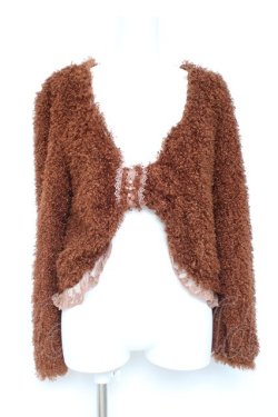 画像1: axes femme / リボン形ファーボレロ M 茶 Y-26-02-19-059-AX-TO-SZ-ZY