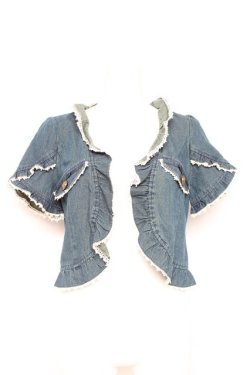画像1: axes femme / デニム風ボレロ M ブルー Y-26-02-19-062-AX-TO-SZ-ZY