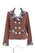axes femme POETIQUE / チェック使バックフリルジャケット M 茶 Y-26-02-19-067-AX-JA-SZ-ZY