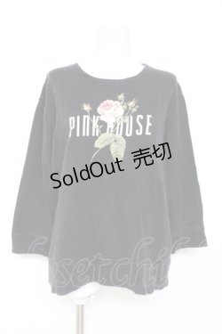 画像1: PINK HOUSE / バラプリントカットソー F 黒 Y-26-02-19-071-LO-TO-SZ-ZY