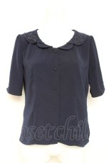 画像1: an another angelus / ローズ刺繍開衿ブラウス F 紺 Y-26-02-19-074-CA-BL-SZ-ZS (1)