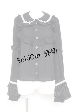 画像1: Ank Rouge / ひめ袖はしごリボンブラウス M 黒 Y-26-02-19-077-CA-BL-SZ-ZY