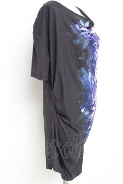 画像4: CIVARIZE / モードドレープフラワーTシャツ 44 ブラック×ブルー Y-26-02-19-083-GO-TS-SZ-ZY