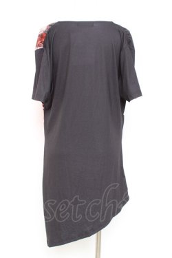 画像3: CIVARIZE / モードドレープフラワーTシャツ 44 ブラック×レッド Y-26-02-19-084-GO-TS-SZ-ZY