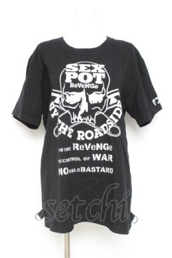 画像1: SEX POT ReVeNGe / スカルプリントカットソー  黒 Y-26-02-19-085-SP-TO-SZ-ZY