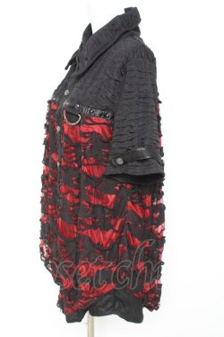 画像2: SEX POT ReVeNGe / スタッズ&クラッシュデザインシャツ L 黒×赤 Y-26-02-19-086-SP-BL-SZ-ZY