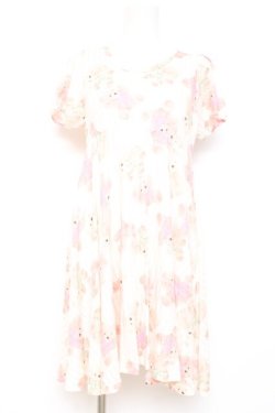 画像1: Candy Stripper / テディベアプリントカットワンピース 2 オフ×ピンク Y-26-02-19-089-PU-OP-SZ-ZY