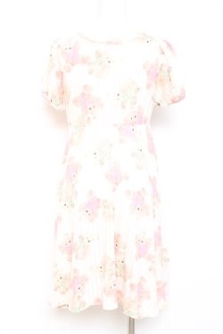 画像2: Candy Stripper / テディベアプリントカットワンピース 2 オフ×ピンク Y-26-02-19-089-PU-OP-SZ-ZY