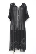 axes femme / プリーツシフォンカーディガン M 黒 Y-26-02-19-098-AX-OP-SZ-ZY