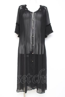 画像1: axes femme / プリーツシフォンカーディガン M 黒 Y-26-02-19-098-AX-OP-SZ-ZY