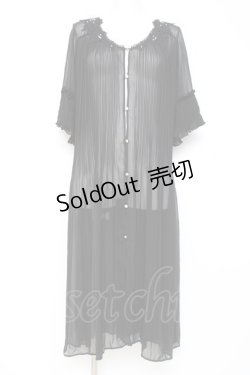 画像1: axes femme / プリーツシフォンカーディガン M 黒 Y-26-02-19-098-AX-OP-SZ-ZS