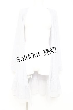 画像1: axes femme / 裾レースカーディガン M サックス Y-26-02-19-102-AX-TO-SZ-ZY