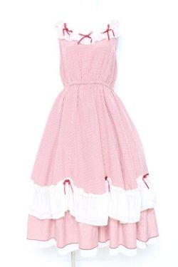 画像1: axes femme / ローズリボンチェックワンピース F 赤 Y-26-02-19-113-AX-OP-SZ-ZY