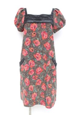画像1: axes femme / バラプリントワンピース M 黒 Y-26-02-19-115-AX-OP-SZ-ZY