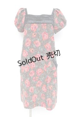 画像1: axes femme / バラプリントワンピース M 黒 Y-26-02-19-115-AX-OP-SZ-ZS
