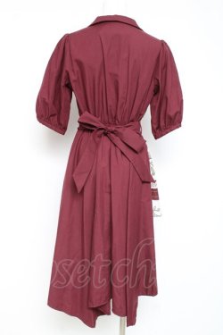 画像2: axes femme / スカーフ切替シャツワンピース M ワイン Y-26-02-19-118-AX-OP-SZ-ZY