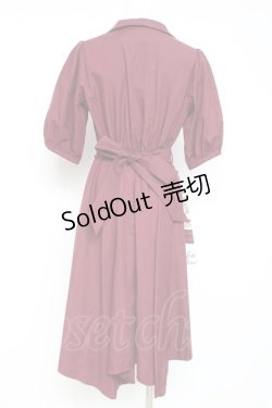 画像2: axes femme / スカーフ切替シャツワンピース M ワイン Y-26-02-19-118-AX-OP-SZ-ZY