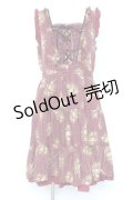 axes femme / ピンスト×花柄ワンピース M ワイン Y-26-02-19-119-AX-OP-SZ-ZY