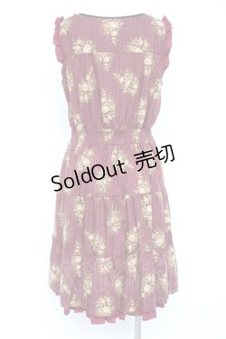 画像2: axes femme / ピンスト×花柄ワンピース M ワイン Y-26-02-19-119-AX-OP-SZ-ZY