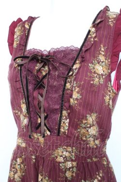 画像3: axes femme / ピンスト×花柄ワンピース M ワイン Y-26-02-19-119-AX-OP-SZ-ZY