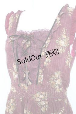 画像3: axes femme / ピンスト×花柄ワンピース M ワイン Y-26-02-19-119-AX-OP-SZ-ZY