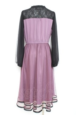 画像2: axes femme POETIQUE / チュールデザインチャイナワンピース  黒×ピンク Y-26-02-19-124-AX-OP-SZ-ZY